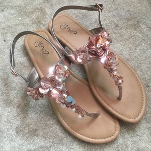 Rose Gold Floral Sandals